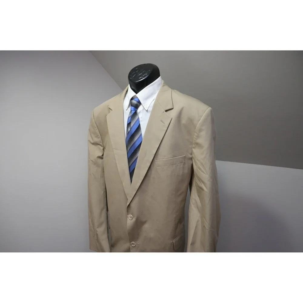 Jos. A. Bank 2 Piece Suit Mens 48XL 40x32 Tan Khaki Cotton Blend Two Button